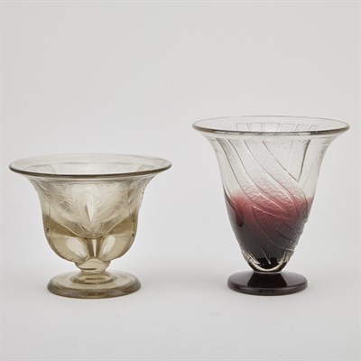 Lot 323 - Two Schneider Acid Etched Glass Articles In...