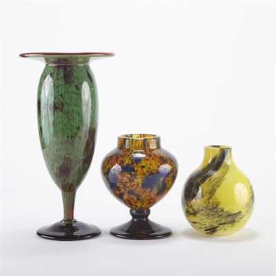 Lot 313 - Two Schneider Glass Vases Circa 1925 Each of...