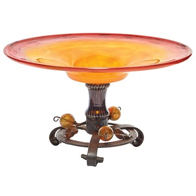 Lot 290 - Schneider Glass and Iron Compote Circa 1925...
