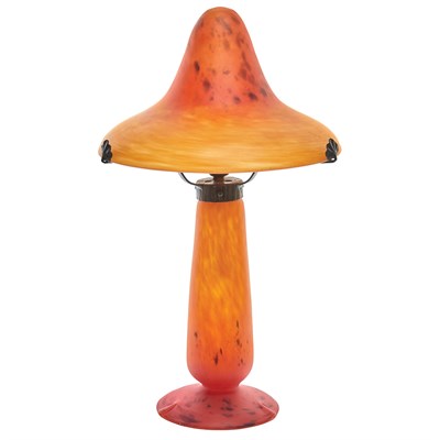Lot 292 - Schneider Glass and Wrought Iron Lamp Circa...