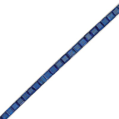 Lot 325 - Platinum and Sapphire Straightline Bracelet