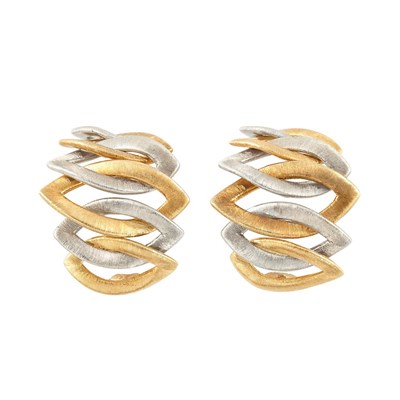 Lot 225 - Pair of Two-Color Gold Half-Hoop Earclips, Buccellati