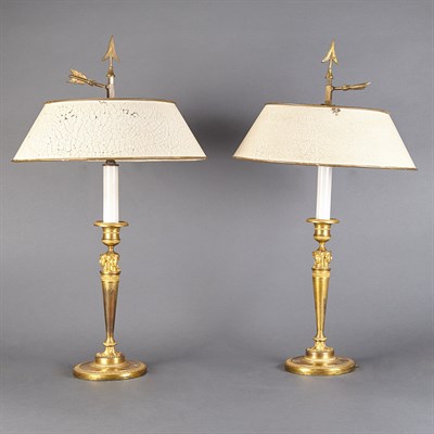 Lot 475 - Pair of Empire Style Gilt-Bronze Candlestick...
