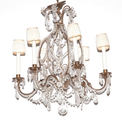 Lot 449 - Rococo Style Beaded Glass Six-Light Chandelier...