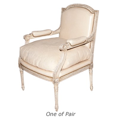 Lot 411 - Pair of Louis XVI Style Painted Fauteuils