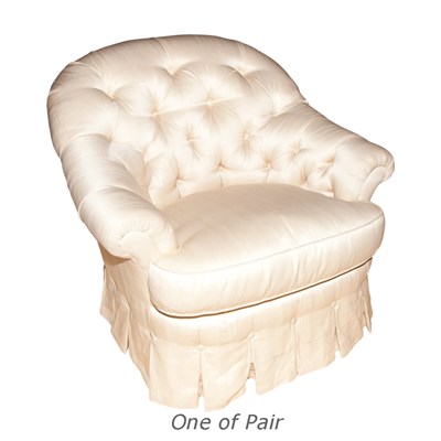 Lot 421 - Pair of Tufted Upholstered Club Chairs