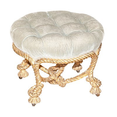 Lot 260 - Napoleon III Upholstered Rope Carved Giltwood...
