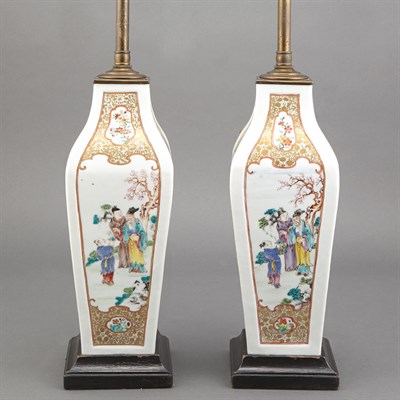 Lot 175 - Pair of Chinese Export Porcelain Vases Each...