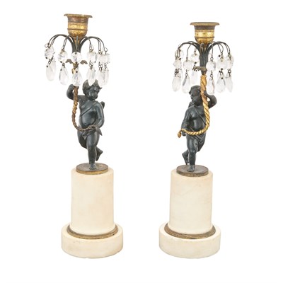 Lot 199 - Pair of Regency Gilt and Patinated-Bronze and...