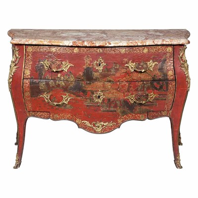 Lot 196 - Louis XV Gilt-Bronze Mounted Red Lacquer and...
