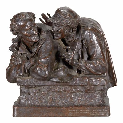 Lot 490 - French Bronze Group of Two Men Conversing...