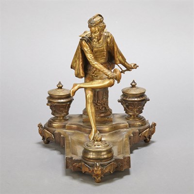 Lot 161 - French Gilt-Bronze Figural Inkstand of...