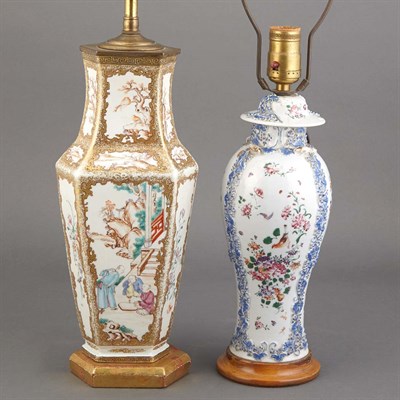 Lot 174 - Two Chinese Export Porcelain Covered Garniture...