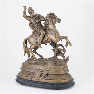 Lot 427 - Gold Painted Spelter Figure of a Huntsman on...