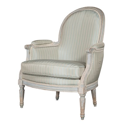 Lot 193 - Louis XVI Blue Painted Bergere en Cabriolet...