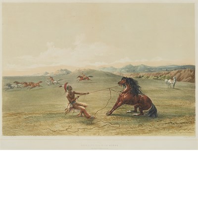 Lot 214 - After George Catlin WILD HORSES, AT PLAY;...