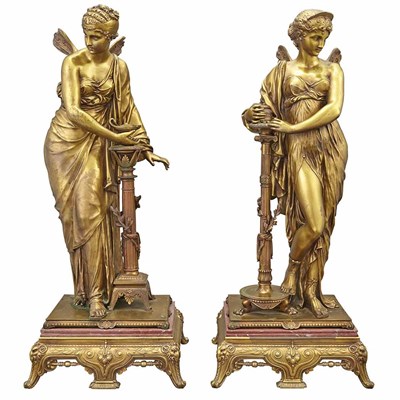 Lot 561 - Pair of French Gilt-Bronze and Rouge Marble...