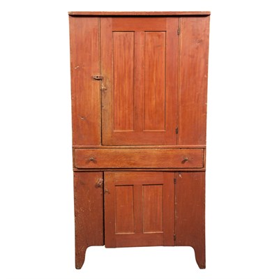Lot 141 - Red Painted Pine Cupboard 19th Century With...