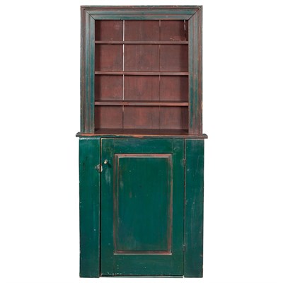 Lot 114 - Green Painted Pine Cupboard 19th Century In...