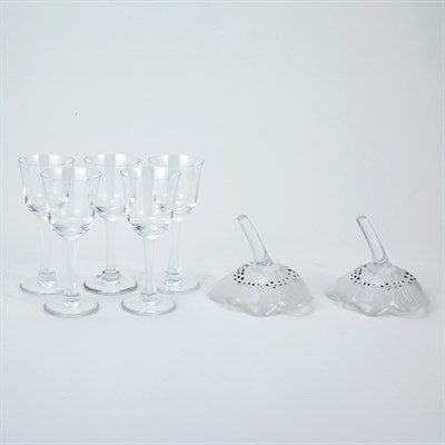 Lot 482 - Two Lalique Glass Flower Table Ornaments Each...