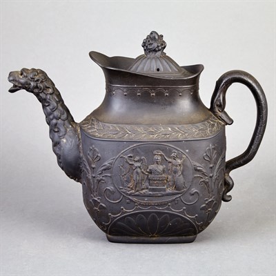 Lot 485 - Black Basalt Coffee Pot Commemorating...