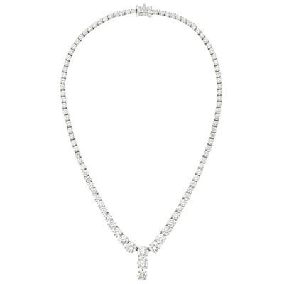 Lot 381 - Platinum and Diamond Necklace with Detachable Pendant