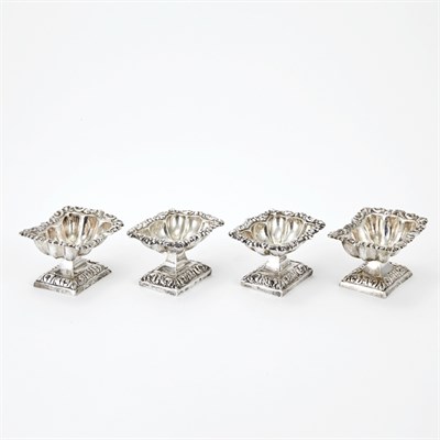 Lot 490 - Two Pairs of Continental Silver Salt Cellars...