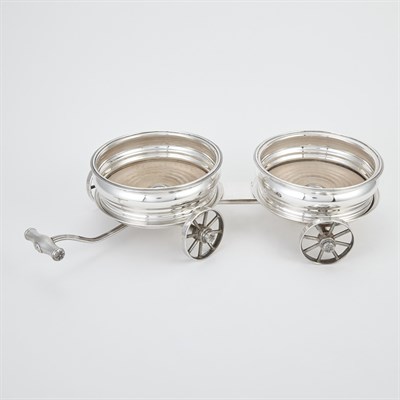Lot 491 - English Silver Plated Wine Trolley With two...
