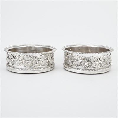 Lot 505 - Pair of English Silver Plated Wine Coasters...