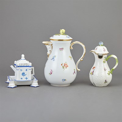 Lot 523 - Group of Three Meissen Porcelain Pots...