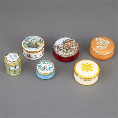 Lot 531 - Group of Six Enamel Boxes Including Halcyon...