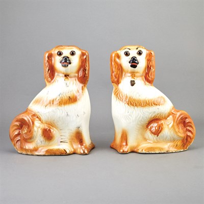 Lot 540 - Pair of Staffordshire Pottery Figures of...