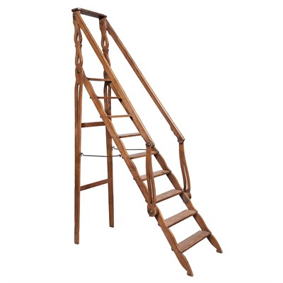 Lot 335 - Set of French Oak Folding Library Steps...