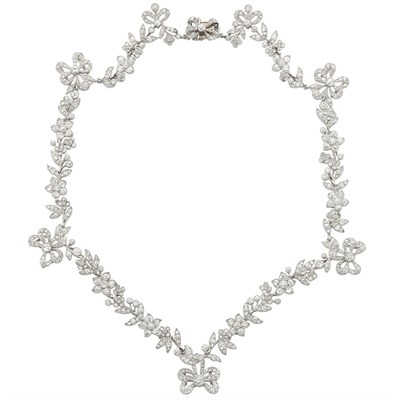 Lot 351 - Platinum and Diamond Garland Necklace