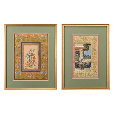 Lot 665 - Two Indian Mughal Style Paintings on Paper One...
