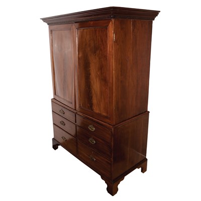 Lot 245 - George III Mahogany Linen Press Height 6 feet...