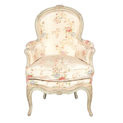 Lot 185 - Louis XV Green Painted Miniature Bergere en...