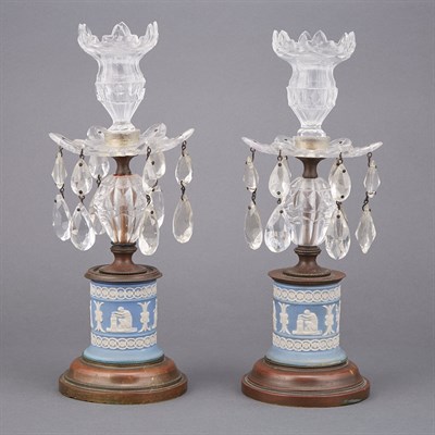 Lot 322 - Pair of George III Style Jasperware, Glass and...