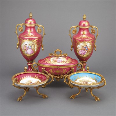 Lot 549 - Group of Sevres Style Gilt-Bronze and...