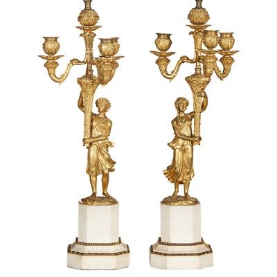 Lot 522 - Pair of Empire Style Gilt-Bronze and White...