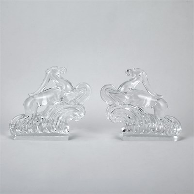 Lot 548 - Pair of Steuben Art Deco Style Glass Figures...