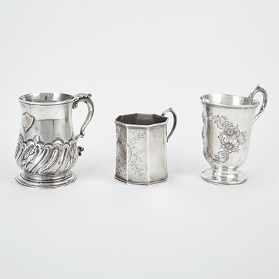 Lot 553 - Group of Three Silver Child's Mugs Comprising...