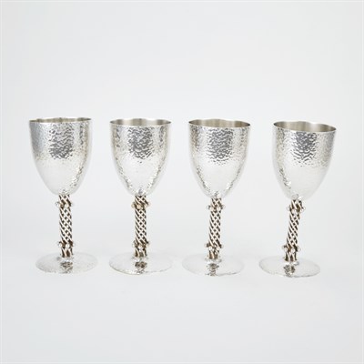 Lot 563 - Set of Four Mexican Silver Plated Goblets Los...