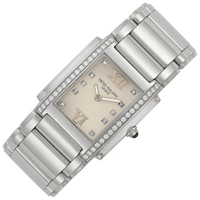 Lot 98 - Lady's Stainless Steel and Diamond 'Twenty-4' Wristwatch, Patek Philippe, Ref. 4910/10