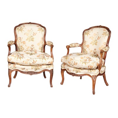 Lot 184 - Pair of Louis XV Beechwood Fauteuils en...