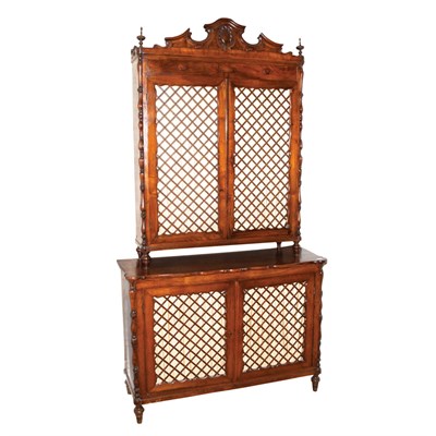Lot 215 - Walnut Buffet Cabinet Height 7 feet 9 inches,...