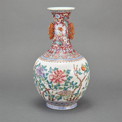 Lot 282 - Chinese Famille Rose Glazed Porcelain Vase...