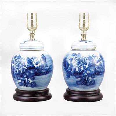 Lot 308 - Pair of Chinese Style Blue and White Glazed...