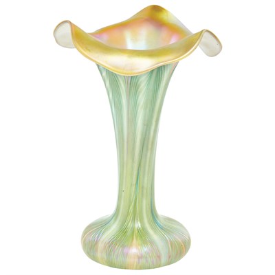 Lot 417 - Quezal Art Glass Lily Vase Circa 1915 In opal...