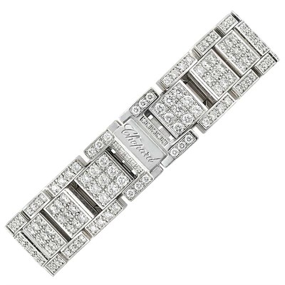 Lot 11 - Lady's White Gold, Diamond and Mother-of-Pearl 'Classique Rectangle' Wristwatch, Chopard